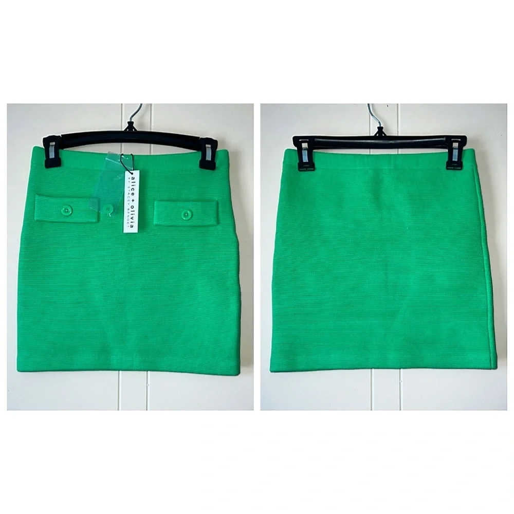 Alice + Olivia Kipp Knit Garden Green Mini Skirt